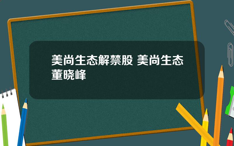 美尚生态解禁股 美尚生态董晓峰